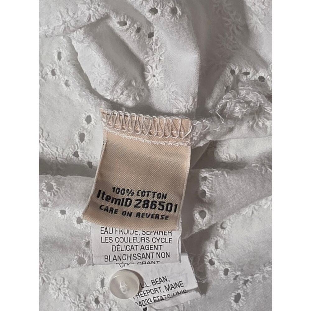 L.L.Bean Eyelet Blouse Women's Small White 100% Cotton Long Sleeve Peasant - Picture 6 of 8